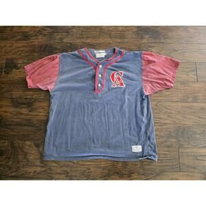 Vintage Anaheim Angels Henley Baseball Jersey Shirt Faded Size XXL